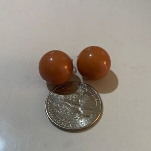 Orange Round Bakelite Stud Earrings